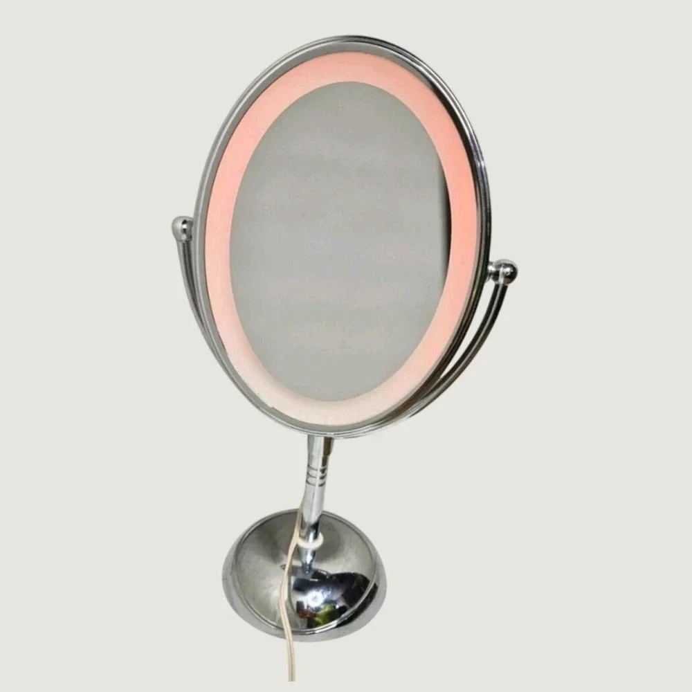 Conair Lighted Makeup Mirror Chrome Dual Sided Swivel Magnifying Vanity Mirror